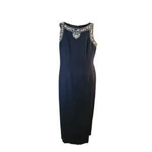 Jessica Howard Maxi Dress Turquoise Beads Embroidery